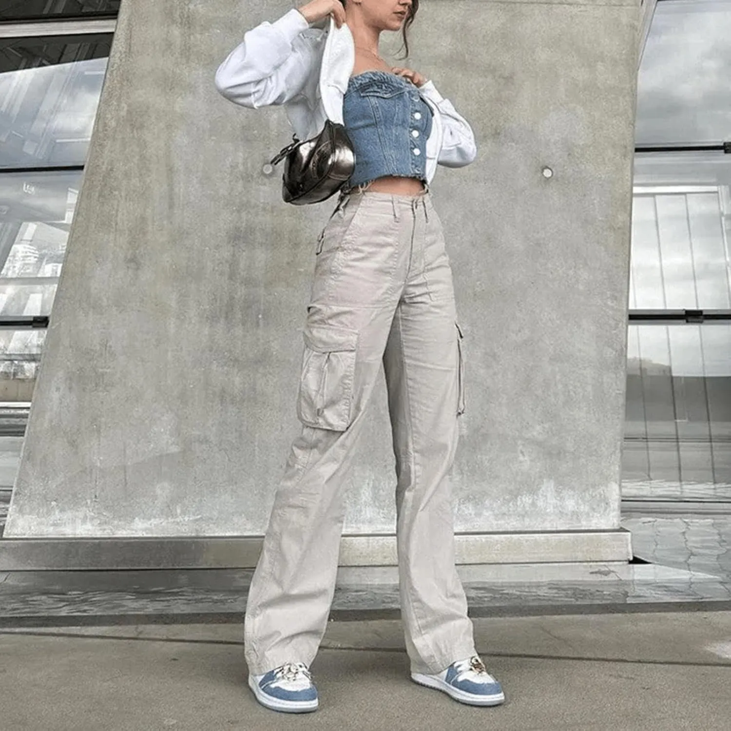 2024 Trendy Fashion Pants with Pockets Hiking Pants Lightweight Baggy Joggers Ladies Sweat Pants Women Sweatpants