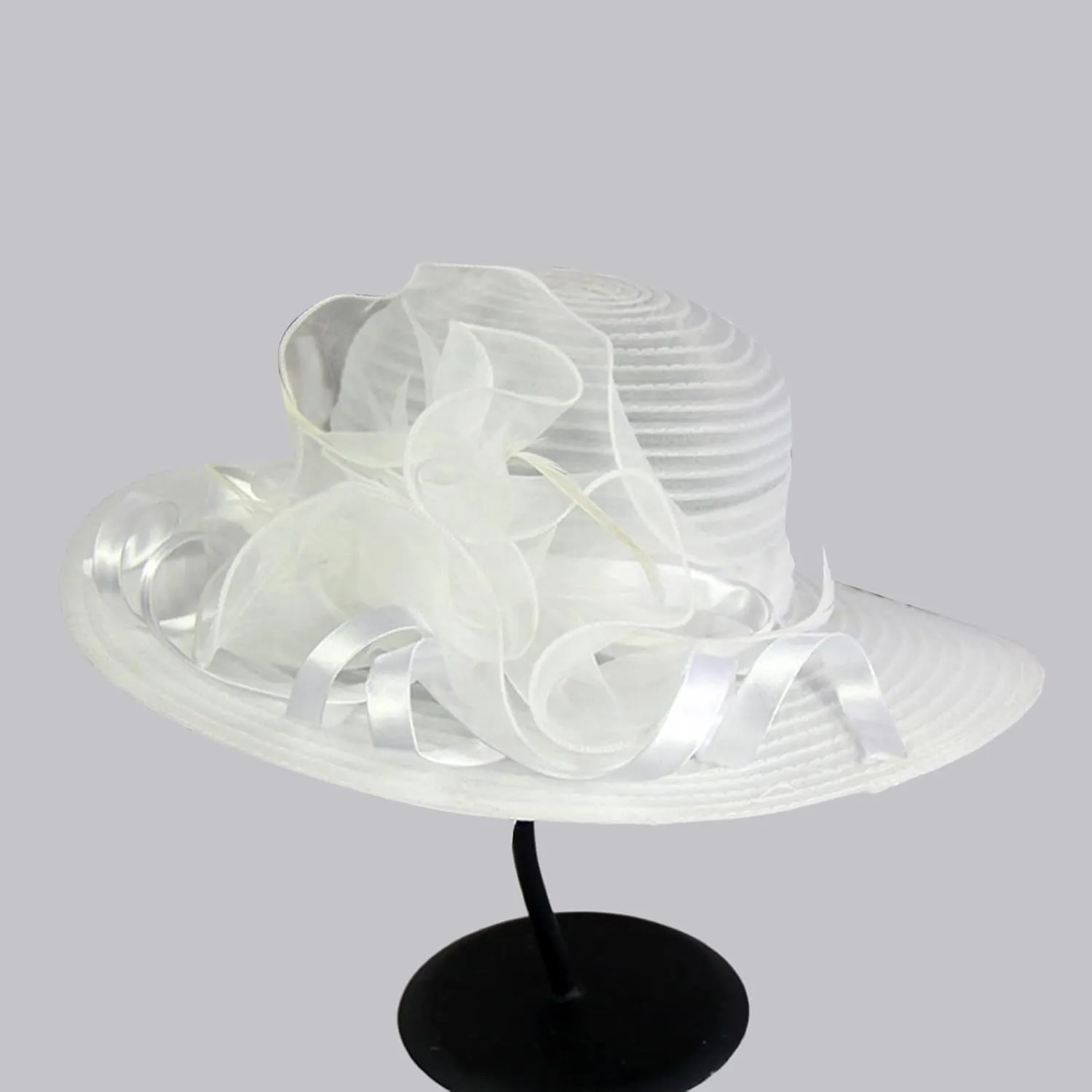 2025 Derby Hats for Women Girls Ladies, Organza Flower Wide Brim Church Tea Party Wedding Fascinator Sun Hat