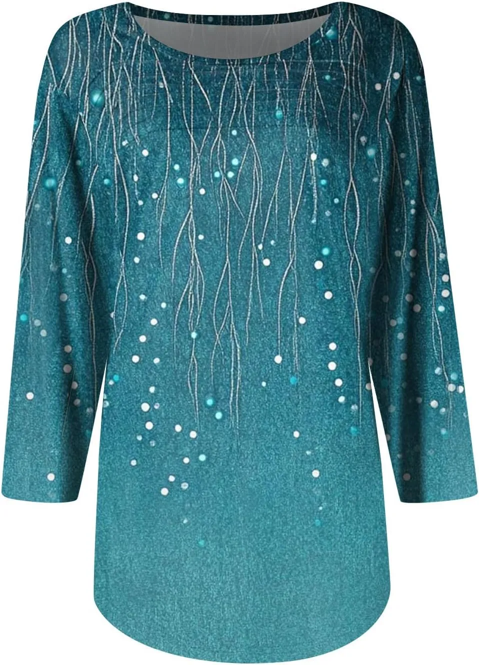 3/4 Length Sleeve Womens Tops Summer Dressy Shirts Crewneck Casual Pleated Tunic Blouses Fashion Loose Fit Clothes