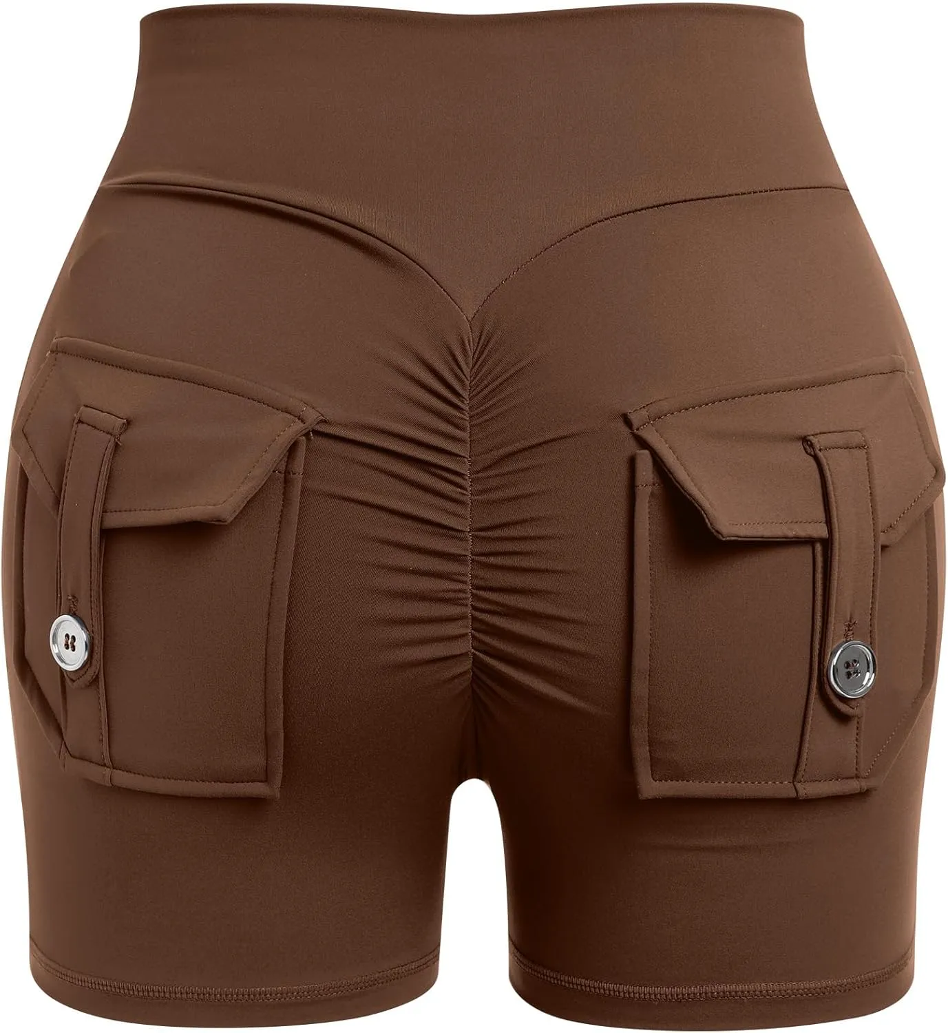ABOCIW Scrunch Butt Workout Shorts with Pockets for Women Crossover Gym Biker Shorts High Waisted Yoga Booty Shorts