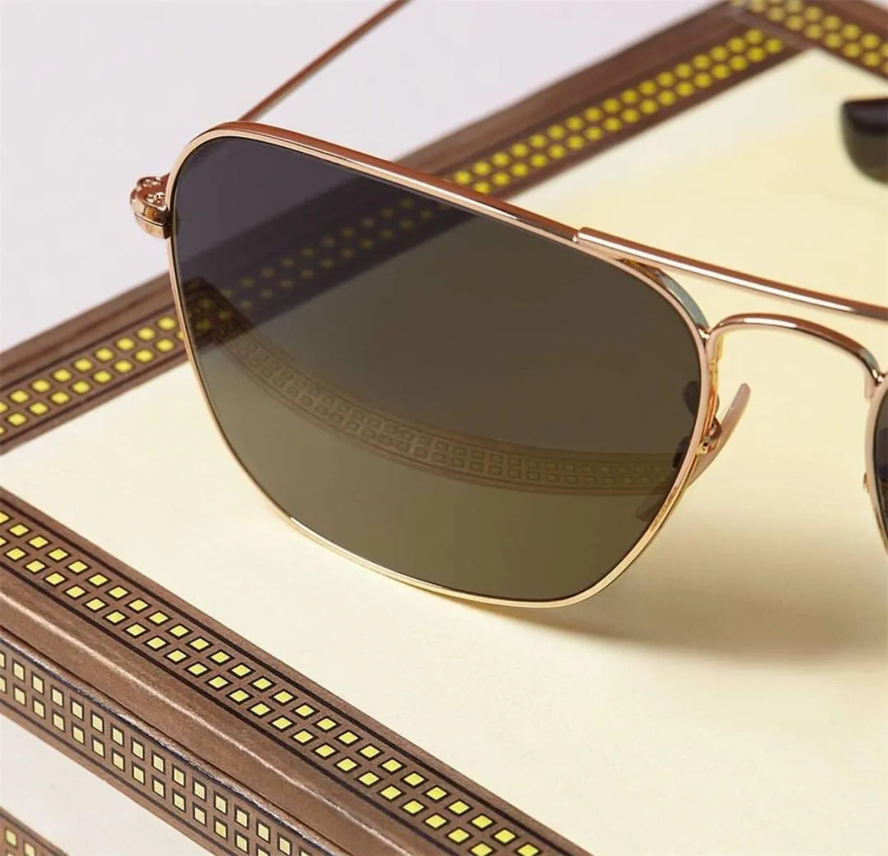 ADE WU Small Polarized Aviator Sunglasses for Women Men Classic Small Gold Square Aviators Shades