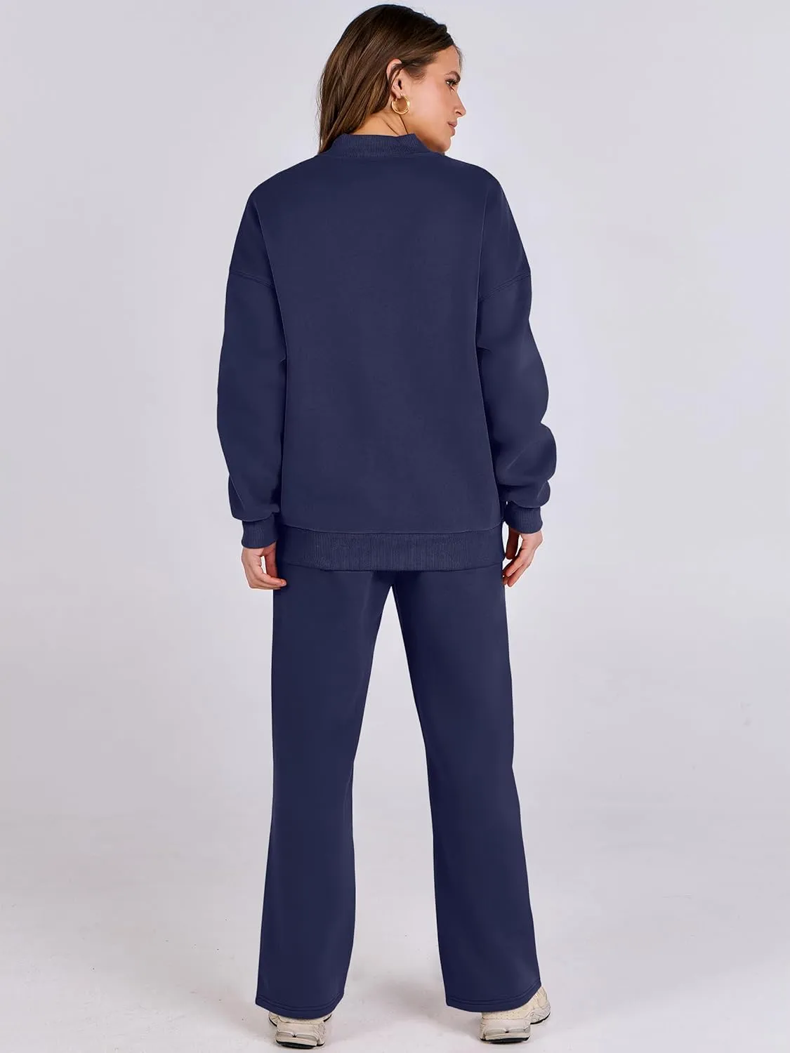 ANRABESS Women 2 Piece Outfits Lounge Set Oversized Zip Up Sweatshirt Jacket Sweatpant Matching Sweat Sets Winter Sweatsuits