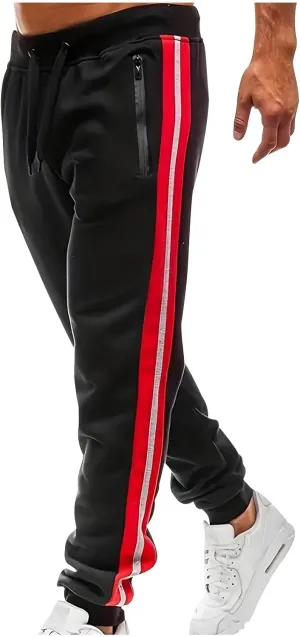 Baggy Sweatpants for Men Oversized Drawstring Color Block Elastic Waist Joggers Athletic Pants with Zipper Pockets