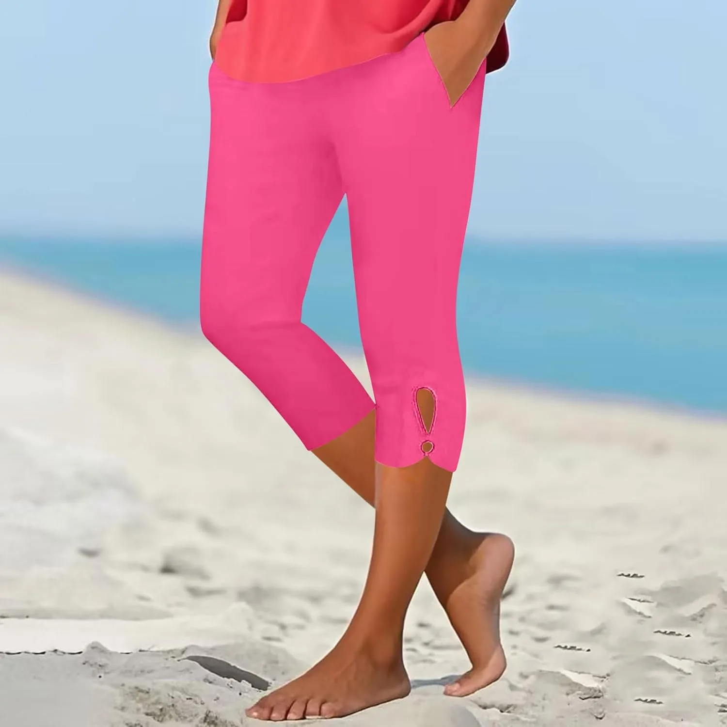Capri Leggings for Women 2025 Cutout Yoga Capris Summer High Waist Crop Tights Workout Compression Pants with Pockets