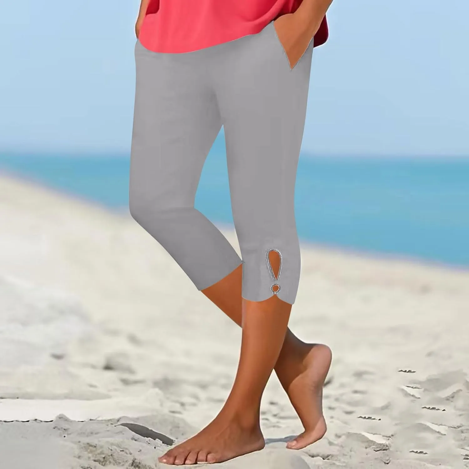 Capri Leggings for Women 2025 Cutout Yoga Capris Summer High Waist Crop Tights Workout Compression Pants with Pockets