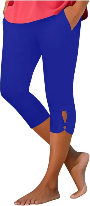 Capri Leggings for Women 2025 Cutout Yoga Capris Summer High Waist Crop Tights Workout Compression Pants with Pockets