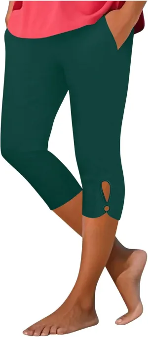 Capri Leggings for Women 2025 Cutout Yoga Capris Summer High Waist Crop Tights Workout Compression Pants with Pockets