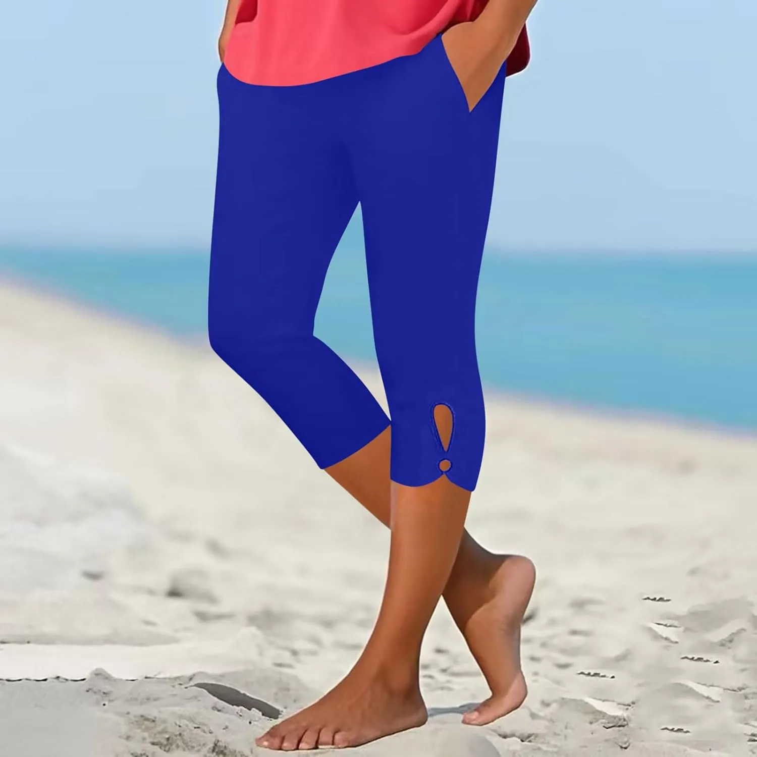 Capri Leggings for Women 2025 Cutout Yoga Capris Summer High Waist Crop Tights Workout Compression Pants with Pockets