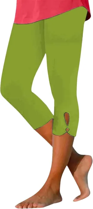Capri Leggings for Women 2025 High Waisted Knee Length Workout Yoga Pants with Cutout Skinny Compression Tights