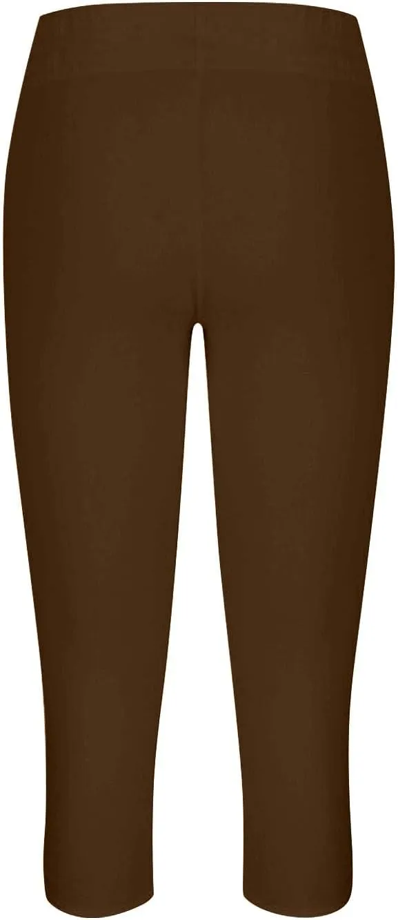 Capri Leggings for Women 2025 High Waisted Knee Length Workout Yoga Pants with Cutout Skinny Compression Tights
