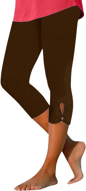 Capri Leggings for Women 2025 High Waisted Knee Length Workout Yoga Pants with Cutout Skinny Compression Tights