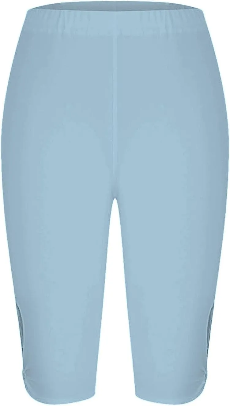 Capri Leggings for Women 2025 Tummy Control Knee Length Legging Summer Cropped Pants Casual Solid Comfy Yoga Pants
