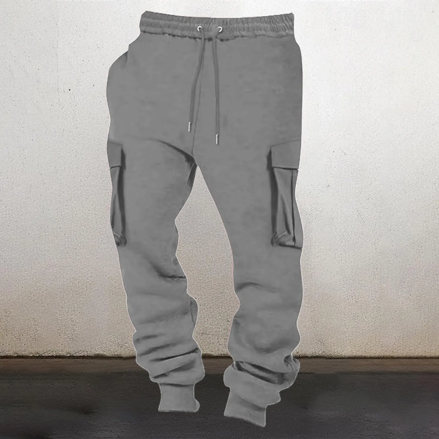 Cargo Joggers Men,Baggy Sweatpants Men Cotton Elastic Waist Drawstring Running Pants Fleece Lined Pants with Pockets