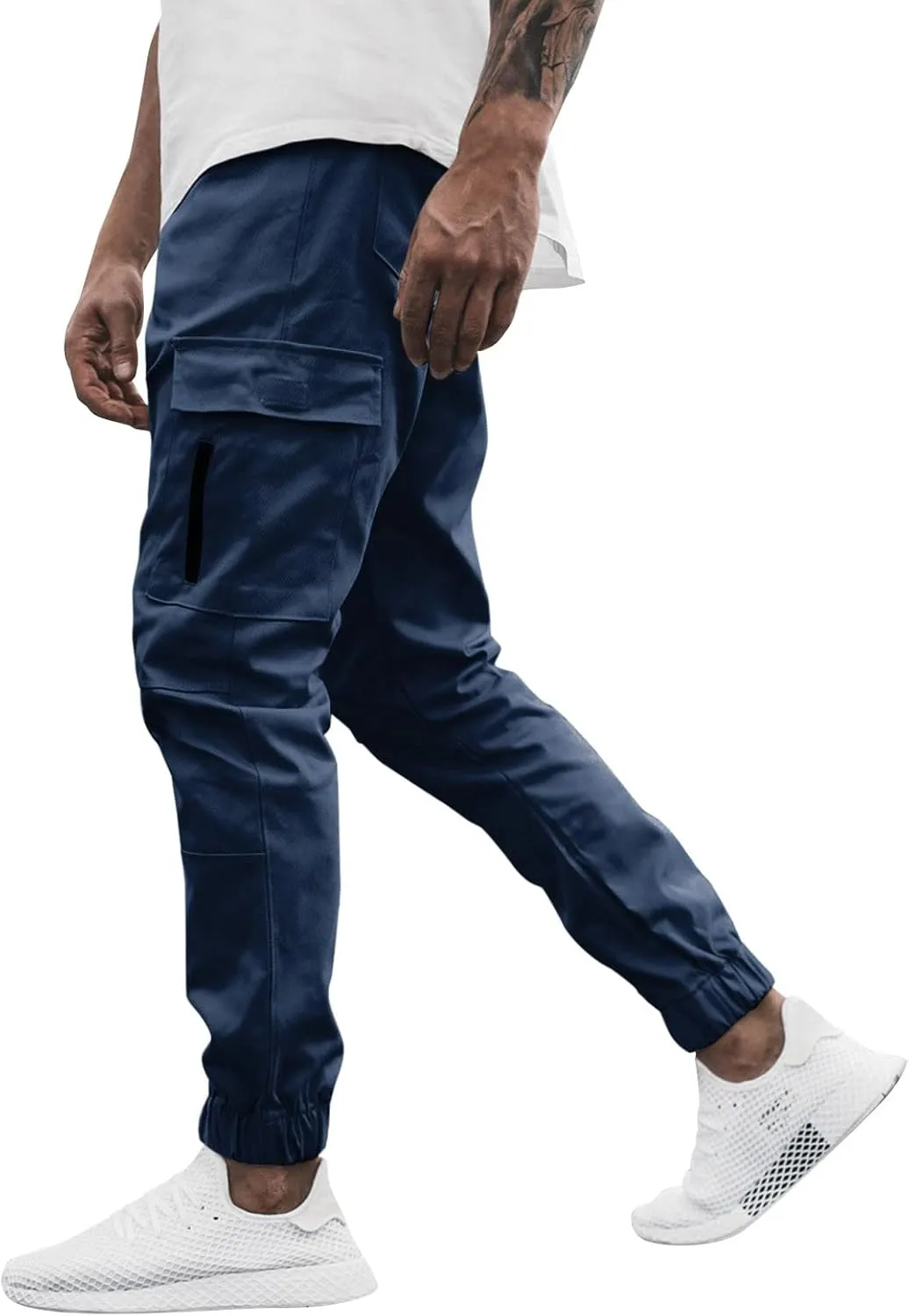 Cargo Pants for Men Big and Tall Pants for Men with Zipper Casual Pockets Street Sports Men's Slim Jogging Sweatpants
