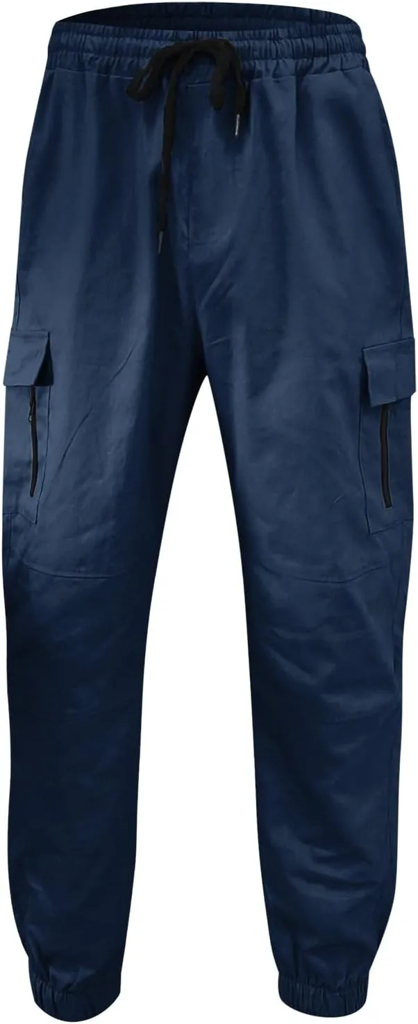 Cargo Pants for Men Big and Tall Pants for Men with Zipper Casual Pockets Street Sports Men's Slim Jogging Sweatpants