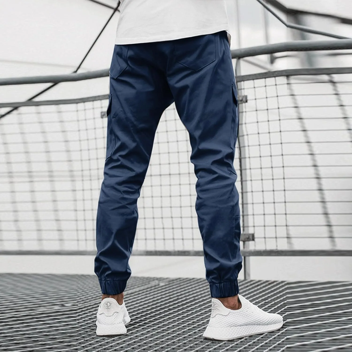 Cargo Pants for Men Big and Tall Pants for Men with Zipper Casual Pockets Street Sports Men's Slim Jogging Sweatpants