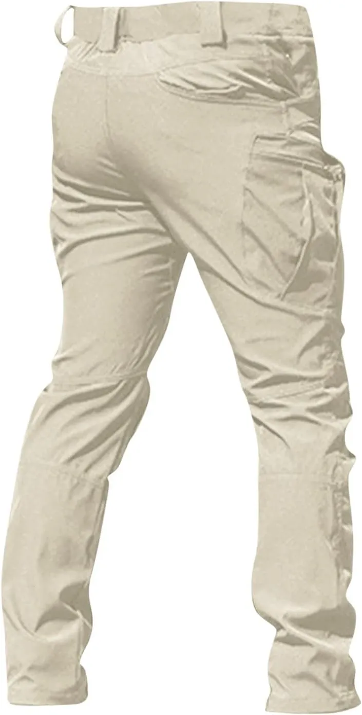 Cargo Pants for Men Stretch Button Waist Tactical Pants Relaxed Fit Lightweight Tapered Sweatpants with Pockets