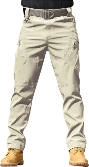 Cargo Pants for Men Stretch Button Waist Tactical Pants Relaxed Fit Lightweight Tapered Sweatpants with Pockets