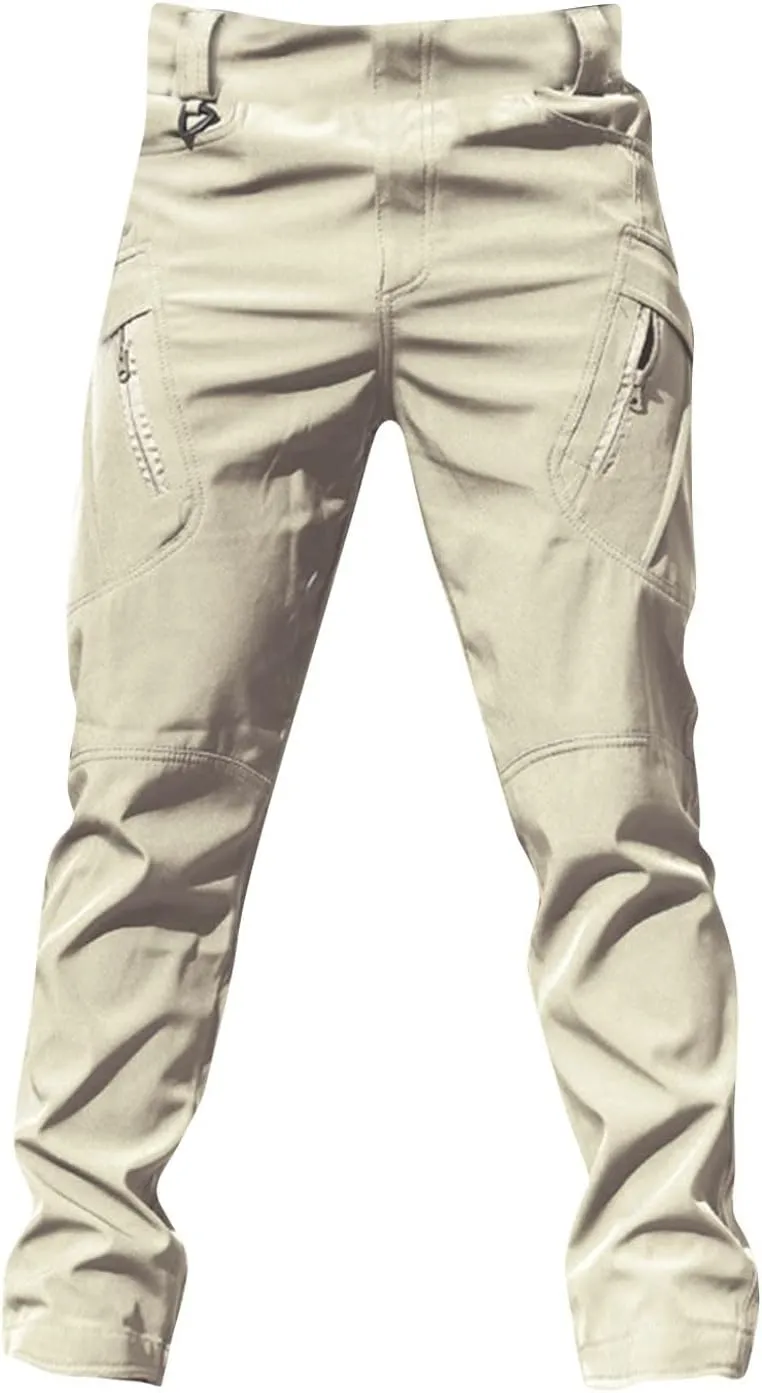 Cargo Pants for Men Stretch Button Waist Tactical Pants Relaxed Fit Lightweight Tapered Sweatpants with Pockets