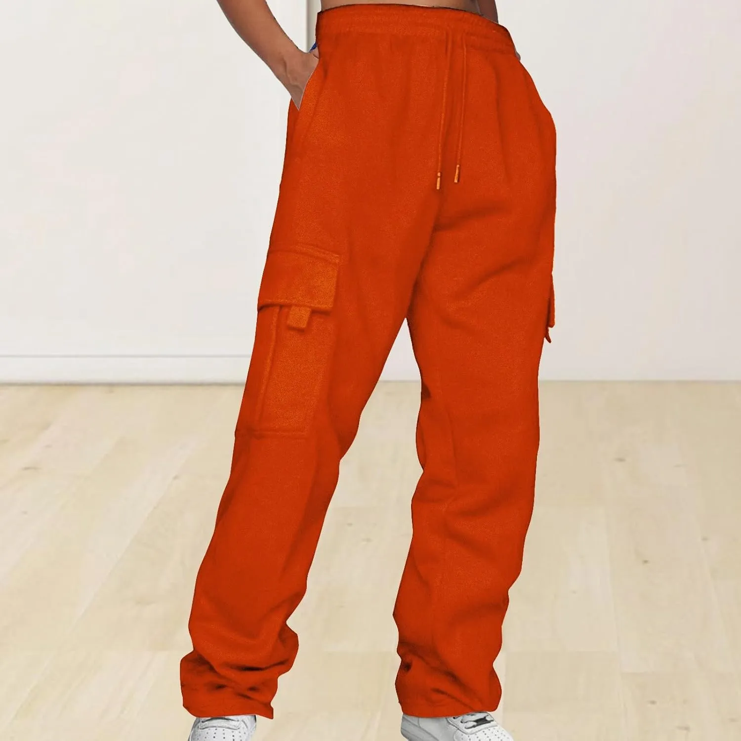 Cargo Sweats Women Casual Sports Tie Up Waist with Plush Sweater Material Pants Velour Pants for Women
