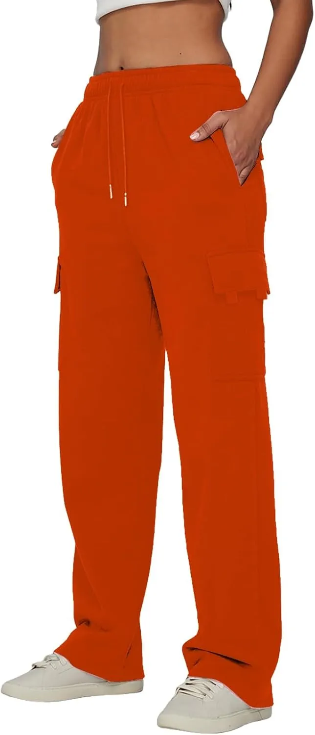 Cargo Sweats Women Casual Sports Tie Up Waist with Plush Sweater Material Pants Velour Pants for Women