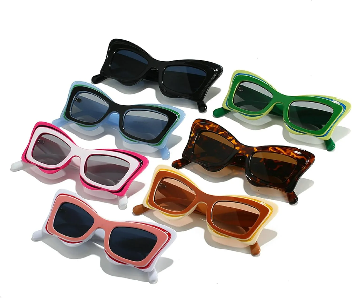 Cat Eye Punk Butterfly Sunglasses Women Vintage Multilayer Sun Glasses For Ladies 2024 Luxury Retro Eyewear Shades UV400 N47