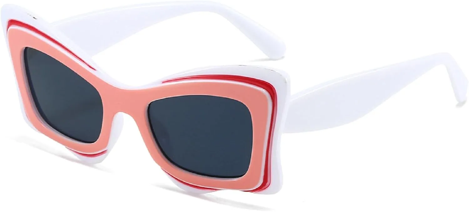 Cat Eye Punk Butterfly Sunglasses Women Vintage Multilayer Sun Glasses For Ladies 2024 Luxury Retro Eyewear Shades UV400 N47