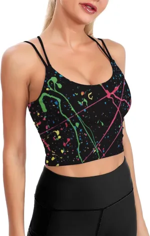 Cerburny Women's Padded Sports Bra Crop Top Camisole Yoga Tank Top with Built in Bra Activewear Fitness Gym