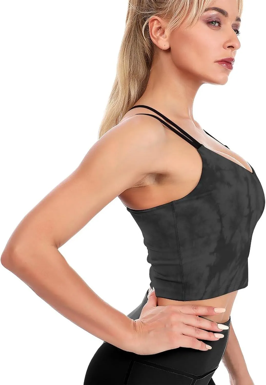 Cerburny Women's Padded Sports Bra Crop Top Camisole Yoga Tank Top with Built in Bra Activewear Fitness Gym