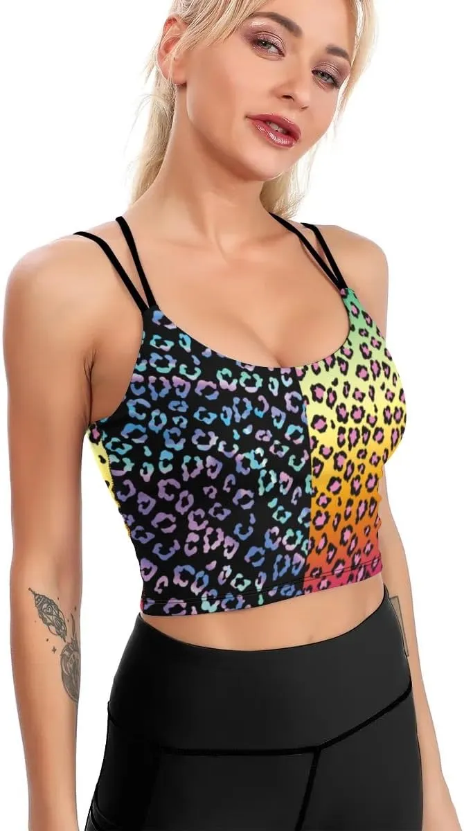 Cerburny Women's Padded Sports Bra Crop Top Camisole Yoga Tank Top with Built in Bra Activewear Fitness Gym