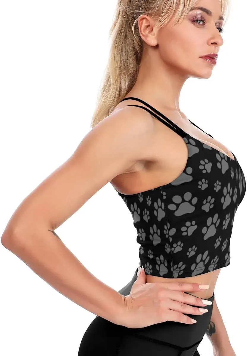 Cerburny Women's Padded Sports Bra Crop Top Camisole Yoga Tank Top with Built in Bra Activewear Fitness Gym