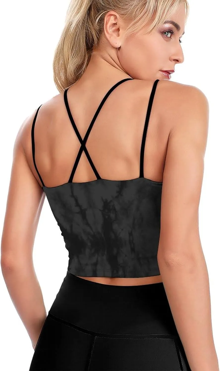 Cerburny Women's Padded Sports Bra Crop Top Camisole Yoga Tank Top with Built in Bra Activewear Fitness Gym