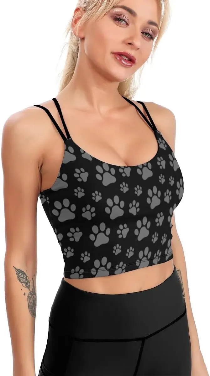 Cerburny Women's Padded Sports Bra Crop Top Camisole Yoga Tank Top with Built in Bra Activewear Fitness Gym