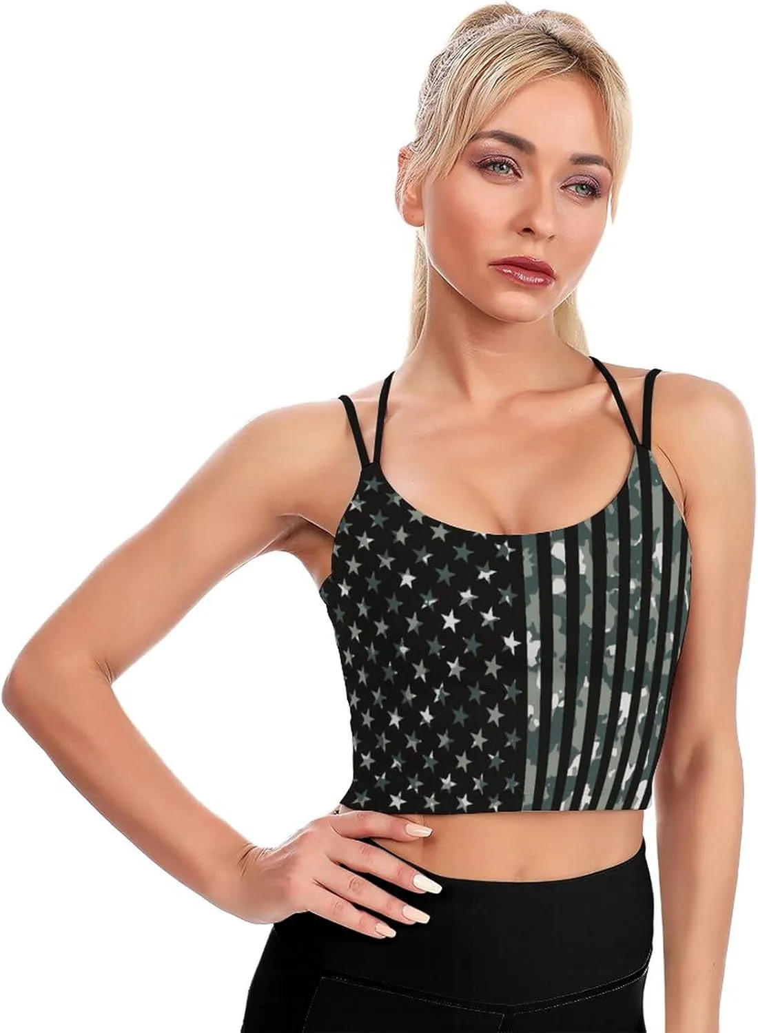 Cerburny Women's Padded Sports Bra Crop Top Camisole Yoga Tank Top with Built in Bra Activewear Fitness Gym