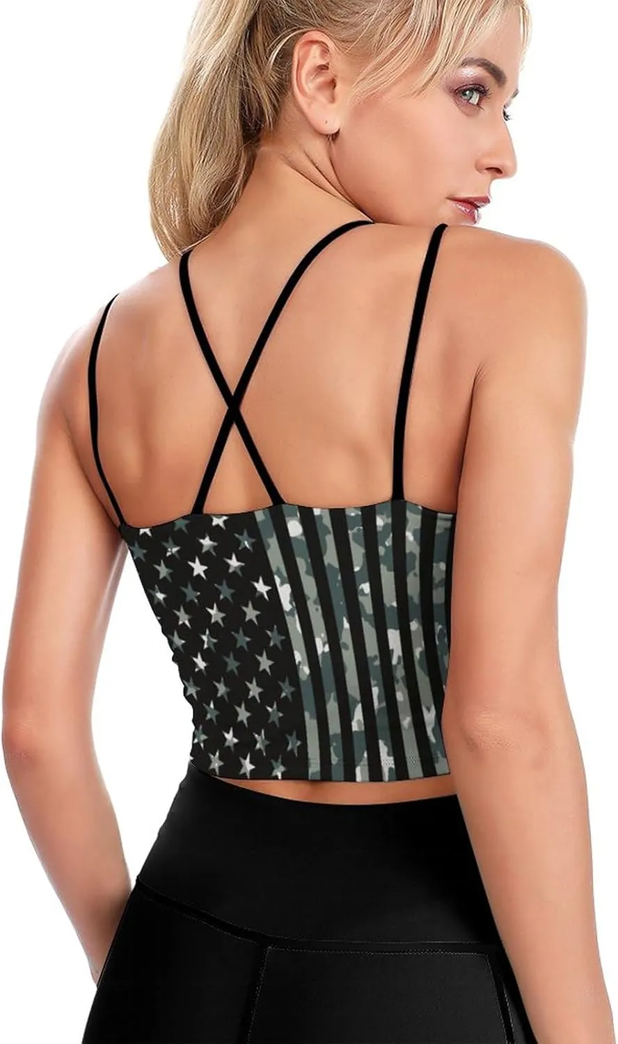 Cerburny Women's Padded Sports Bra Crop Top Camisole Yoga Tank Top with Built in Bra Activewear Fitness Gym