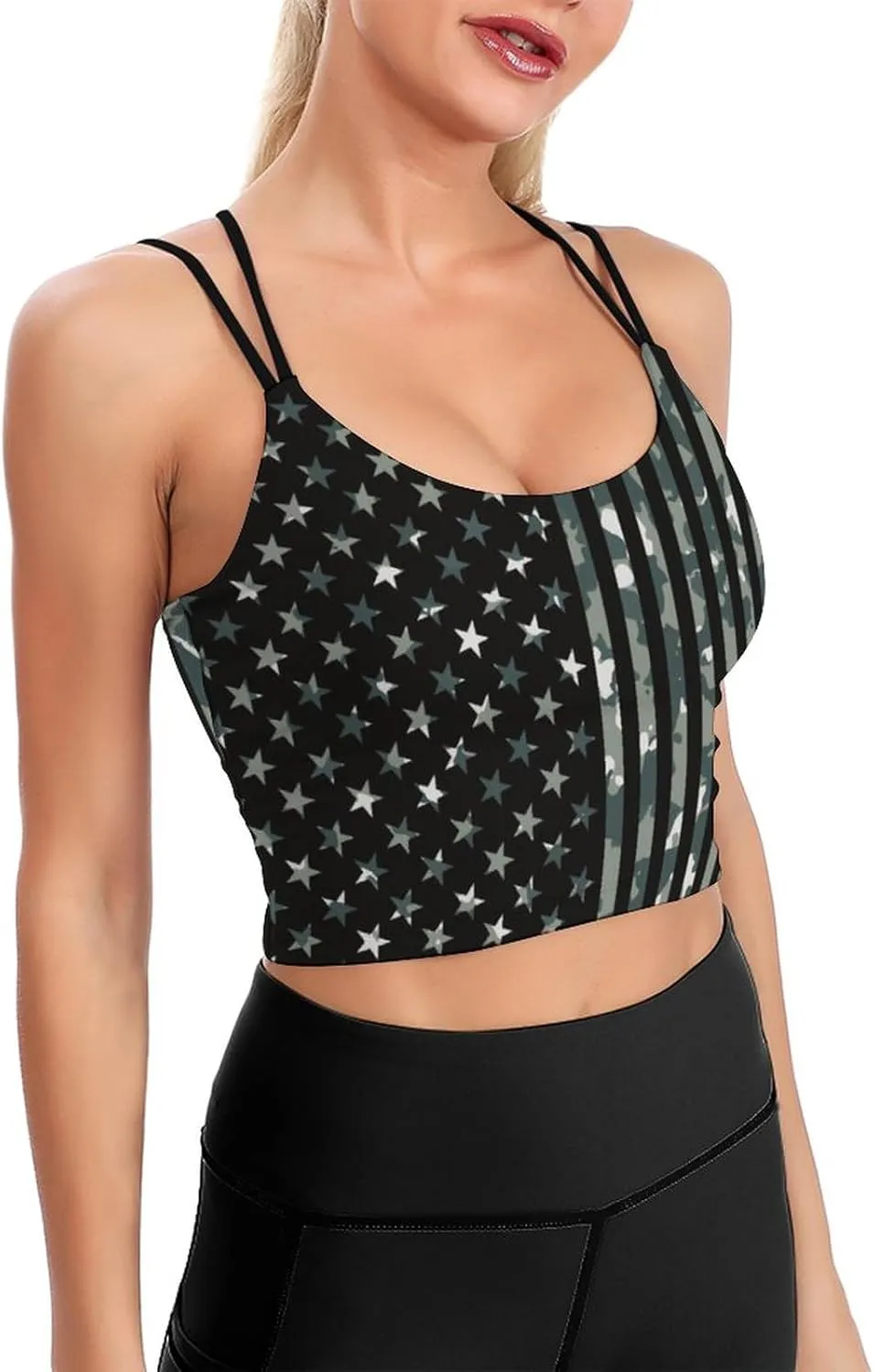 Cerburny Women's Padded Sports Bra Crop Top Camisole Yoga Tank Top with Built in Bra Activewear Fitness Gym