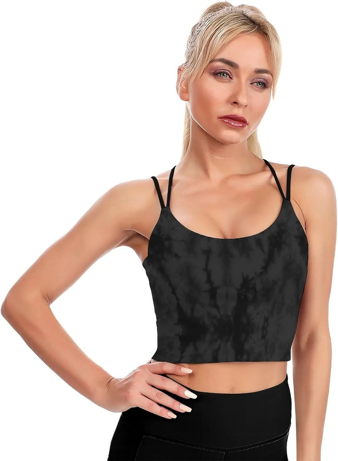 Cerburny Women's Padded Sports Bra Crop Top Camisole Yoga Tank Top with Built in Bra Activewear Fitness Gym