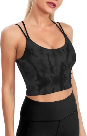 Cerburny Women's Padded Sports Bra Crop Top Camisole Yoga Tank Top with Built in Bra Activewear Fitness Gym