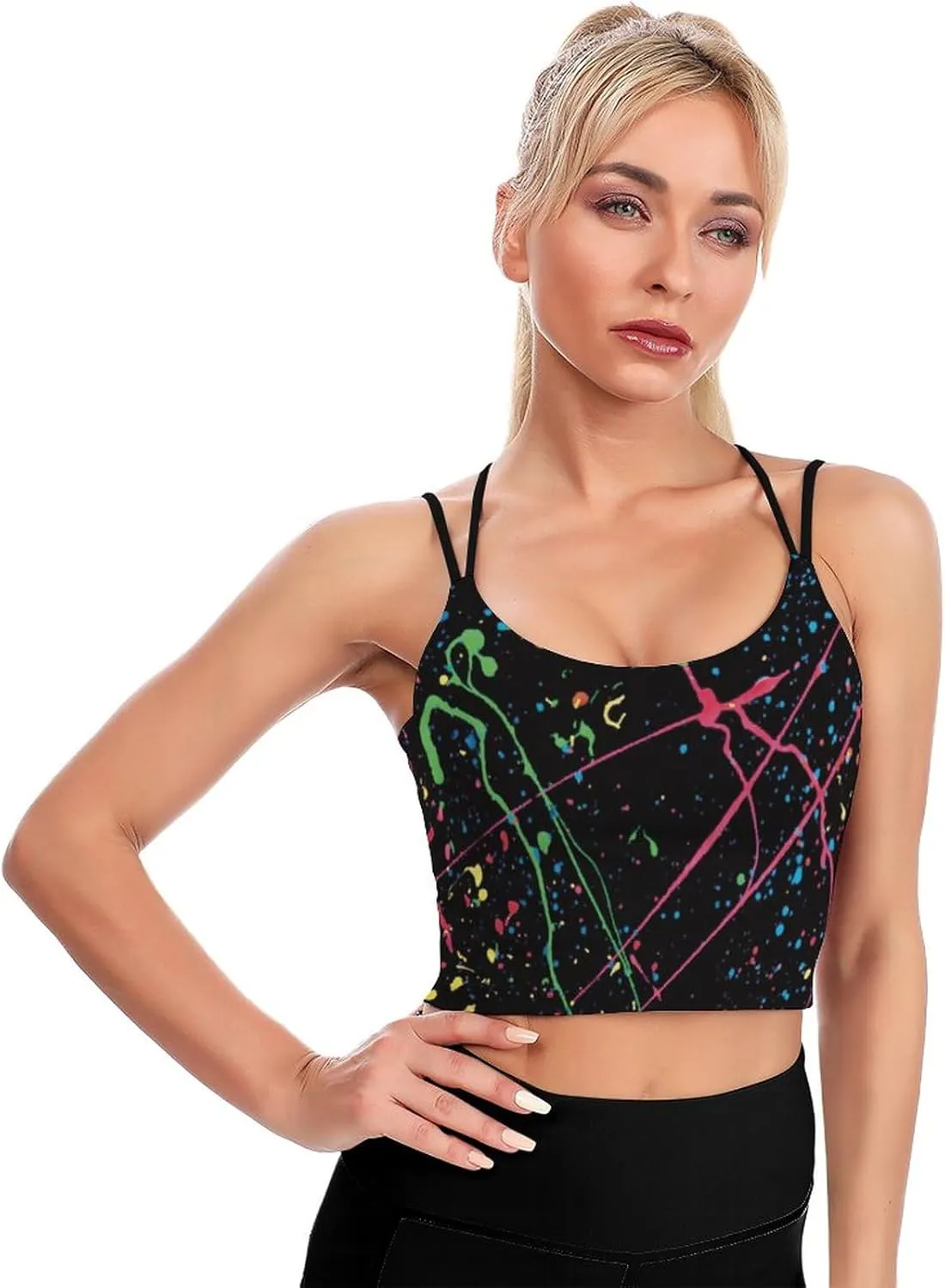 Cerburny Women's Padded Sports Bra Crop Top Camisole Yoga Tank Top with Built in Bra Activewear Fitness Gym