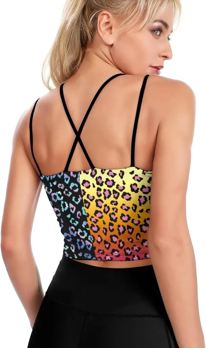 Cerburny Women's Padded Sports Bra Crop Top Camisole Yoga Tank Top with Built in Bra Activewear Fitness Gym