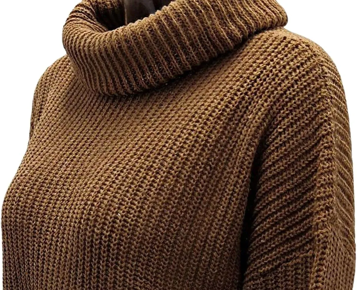 CHARTOU Women Chunky Turtleneck Waffle Knit Sweater Top Pullover Knitted Long Sleeve Jumper Oversized