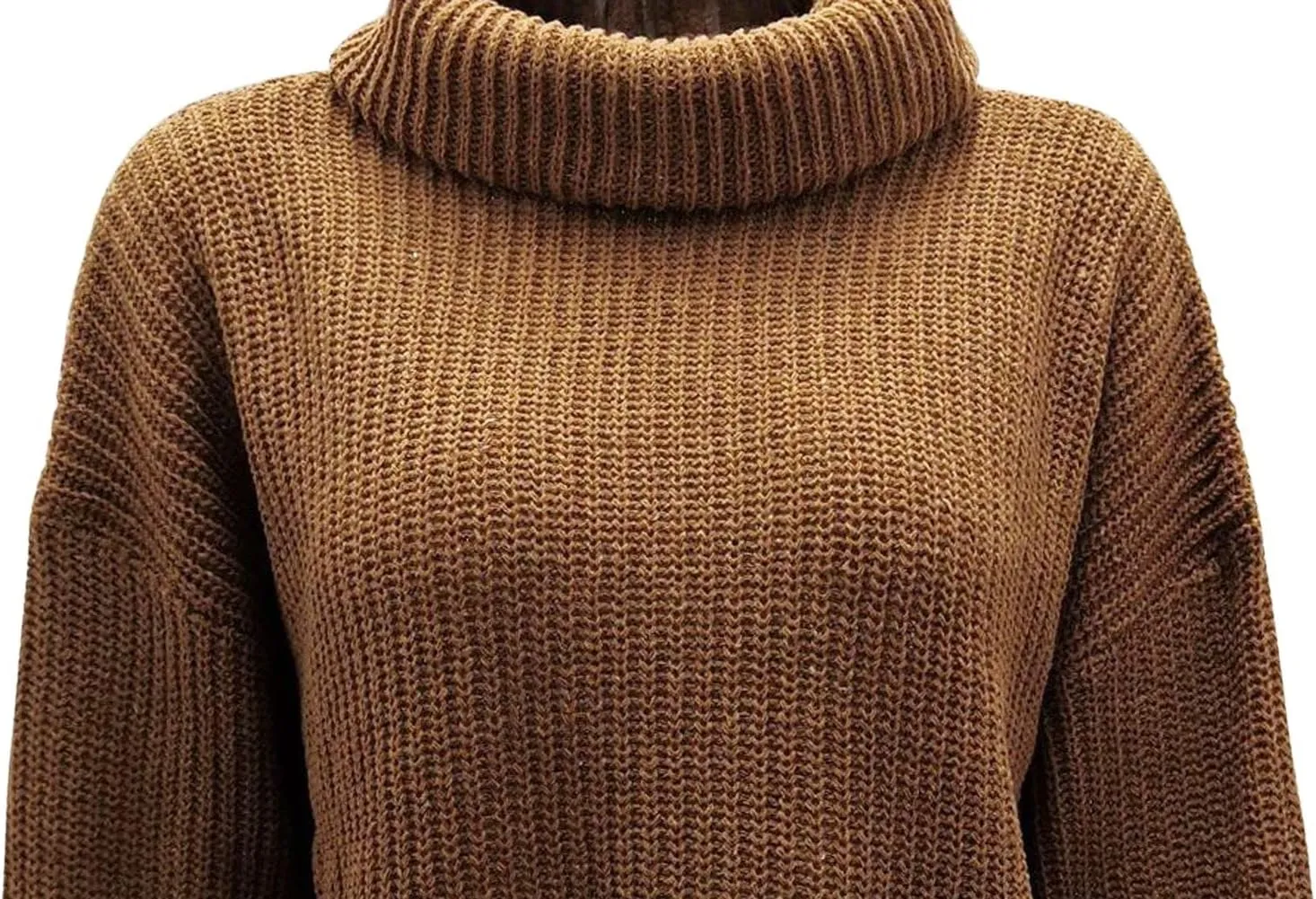 CHARTOU Women Chunky Turtleneck Waffle Knit Sweater Top Pullover Knitted Long Sleeve Jumper Oversized