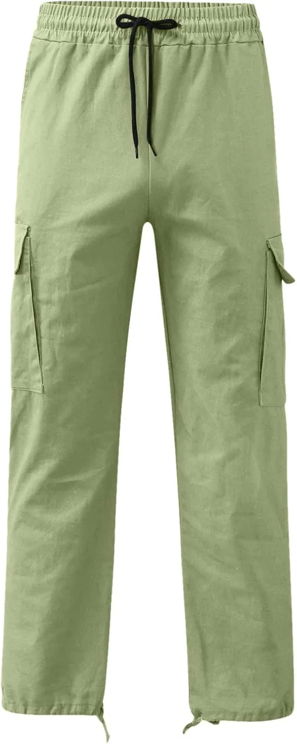 Chinos Trousers Men Linen Hiking Tactical Elastic Waist Smarty Skinny Public Wide Leg Casual Motorcycle with