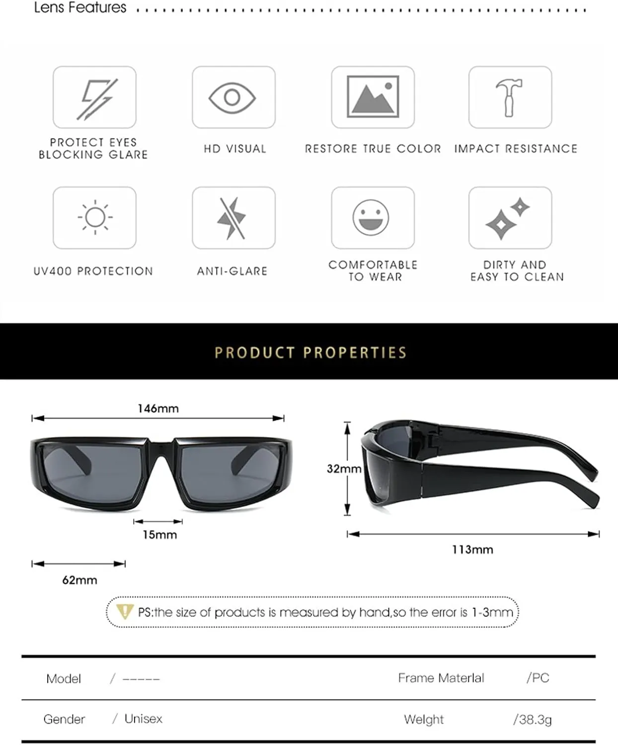 CHUANTEN-Outdoor Cycling Men And Women Sunglasses Sports Vacation Trendy UV400 Sunglasses Gift