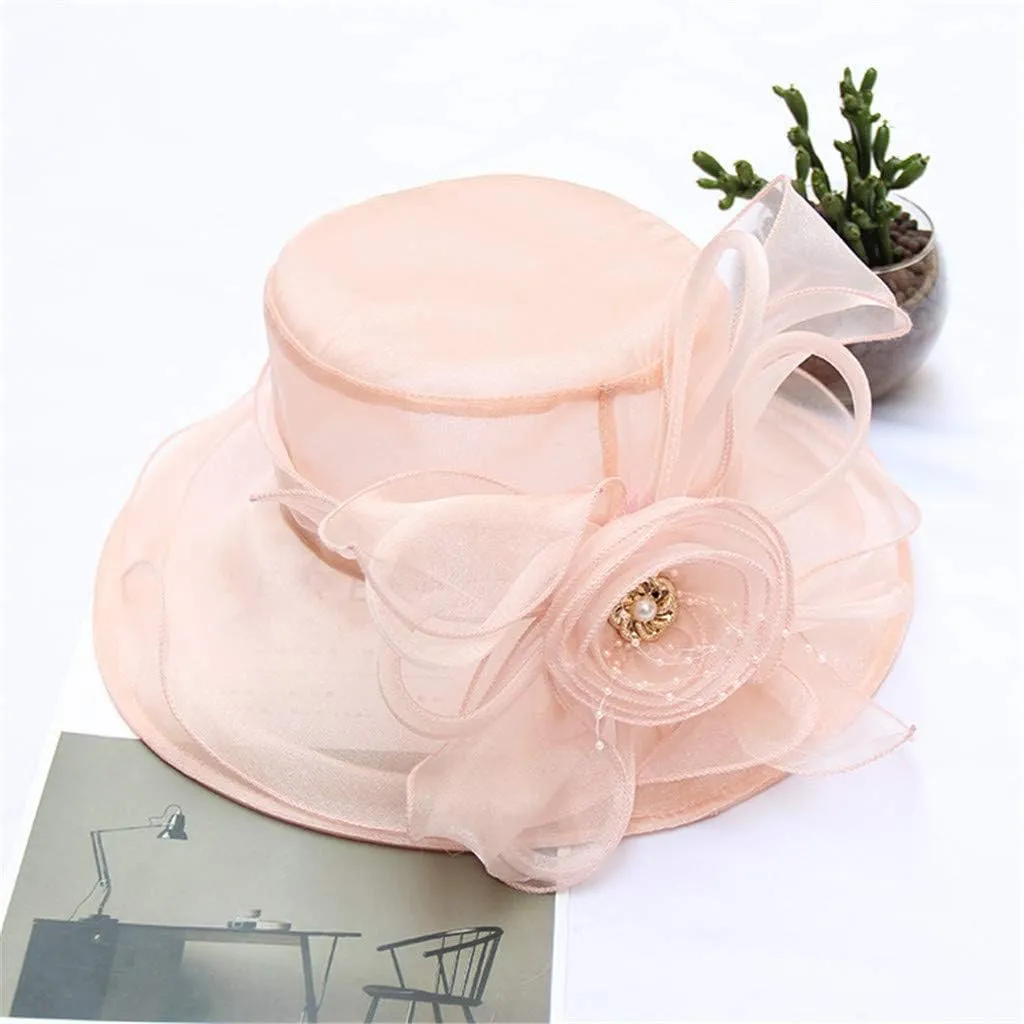 Church Hat for Women Kentuck𝚢-Derby Tea Party Wedding Dress Hats with Rhineston𝚎 2025 Derby Hat Sun Hat