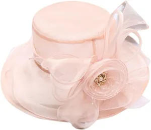 Church Hat for Women Kentuck𝚢-Derby Tea Party Wedding Dress Hats with Rhineston𝚎 2025 Derby Hat Sun Hat