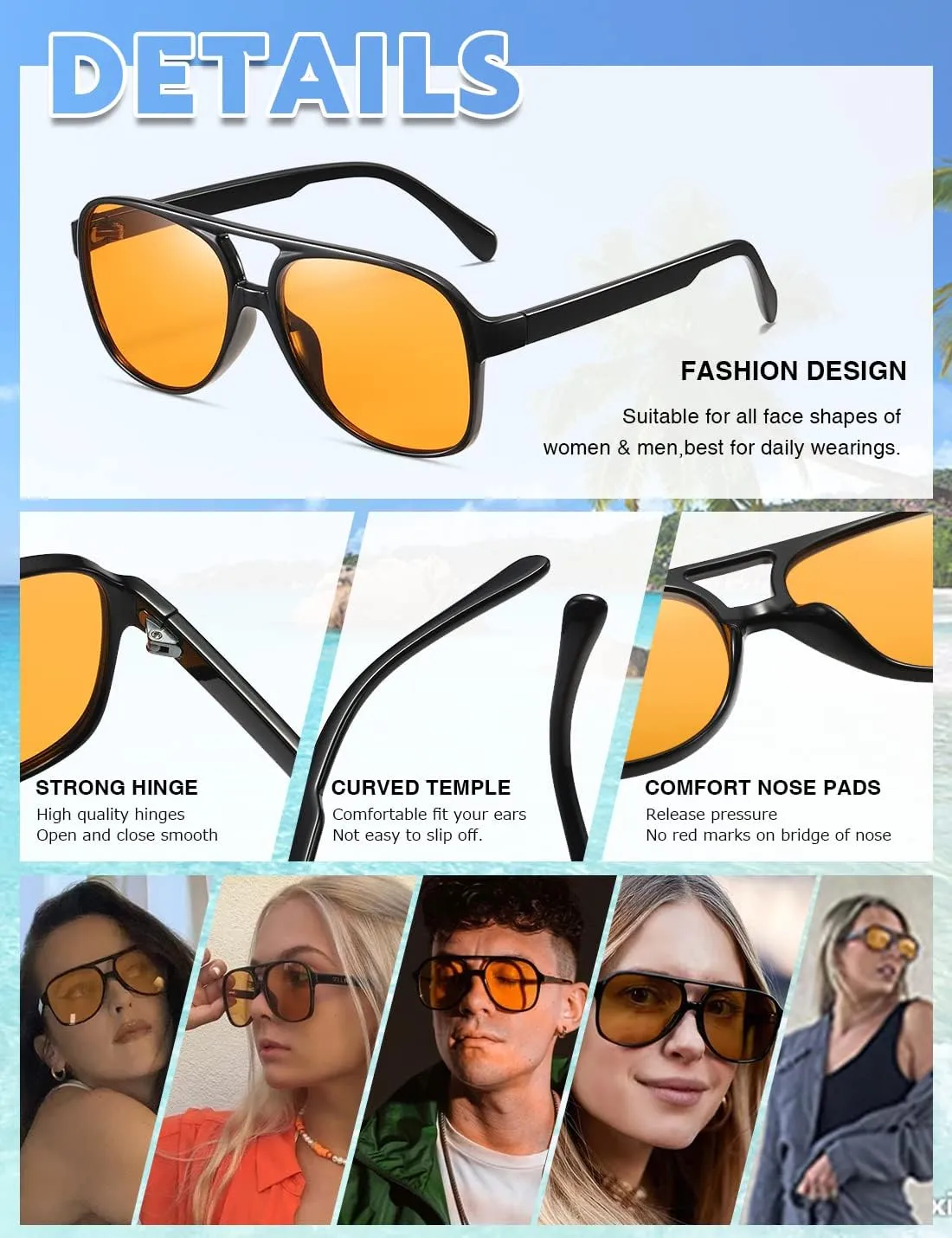 Classic Vintage Aviator Sunglasses for Women Men Large Frame Retro 70s Sunglasses