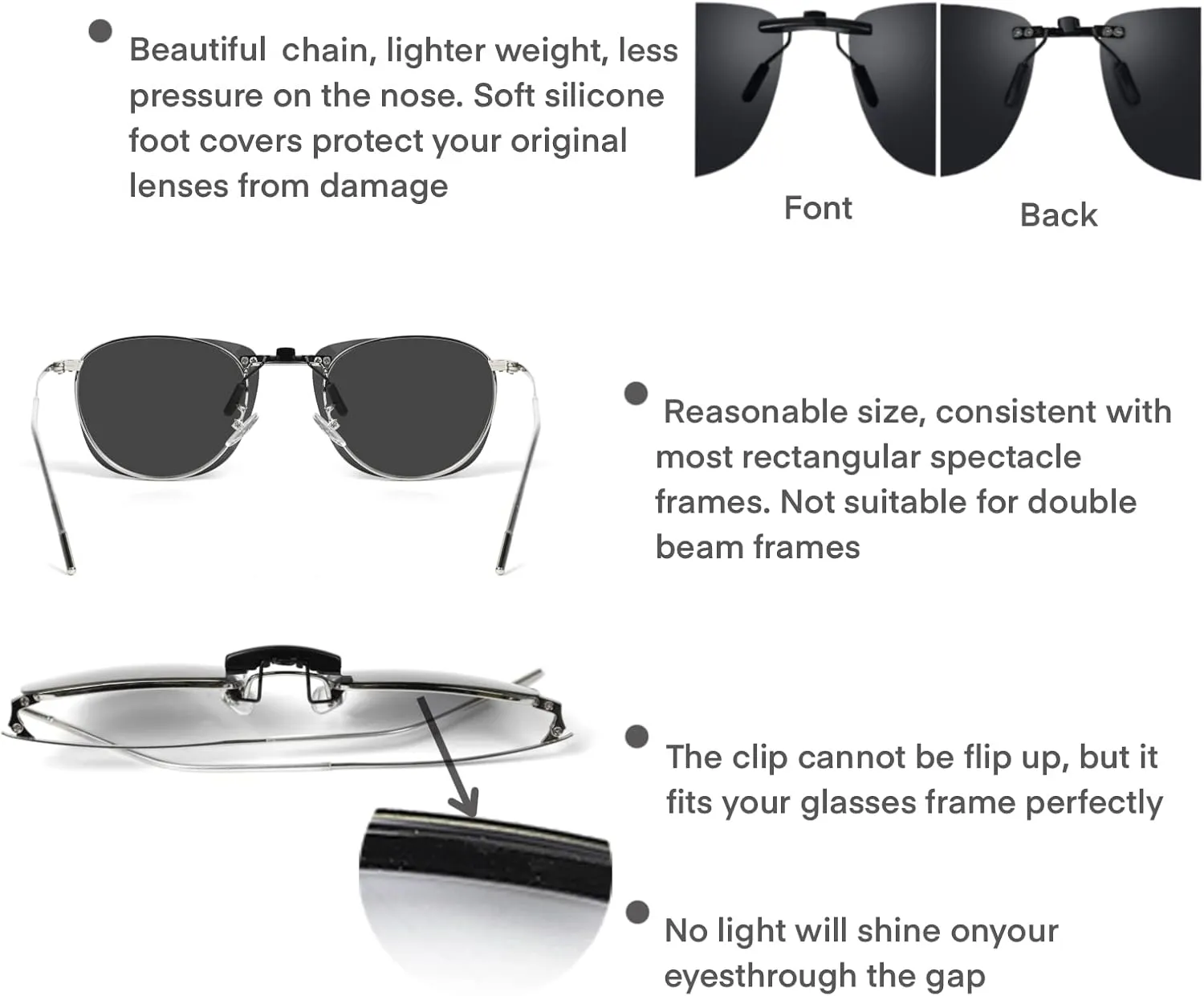 Clip On Sunglasses Polarized Clip On Sunglasses Over Prescription Glasses Non-Flip Up