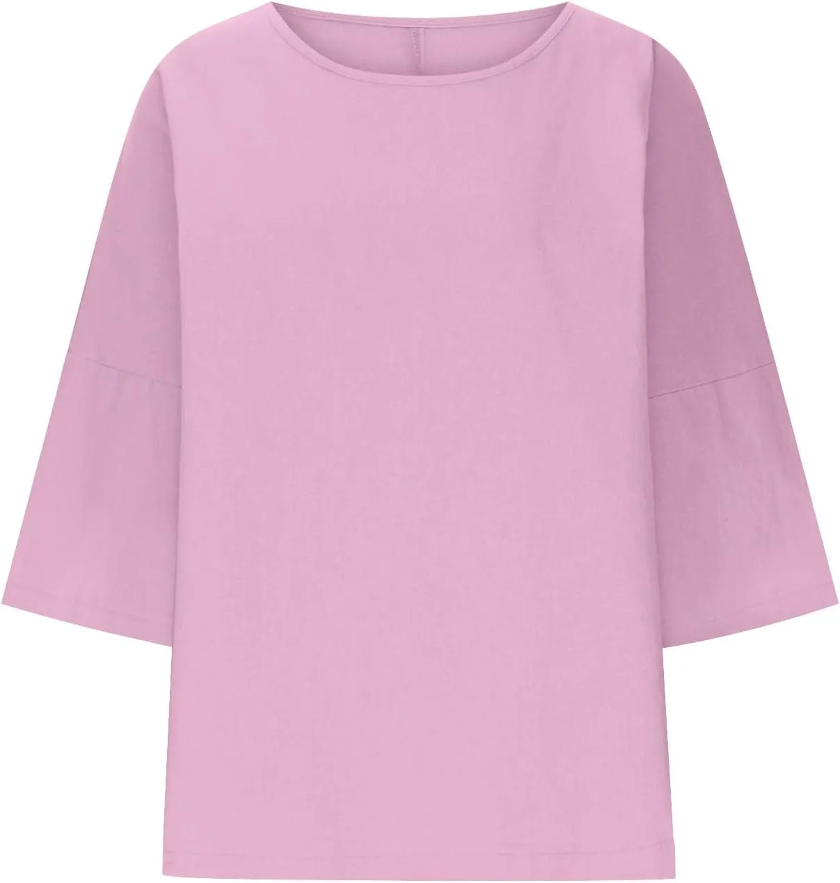 Cotton Linen T Shirt for Women Fashion 3/4 Sleeve Crewneck Tops Summer Loose Comfy Blouses 2025 Outdoor Lounge Outfit