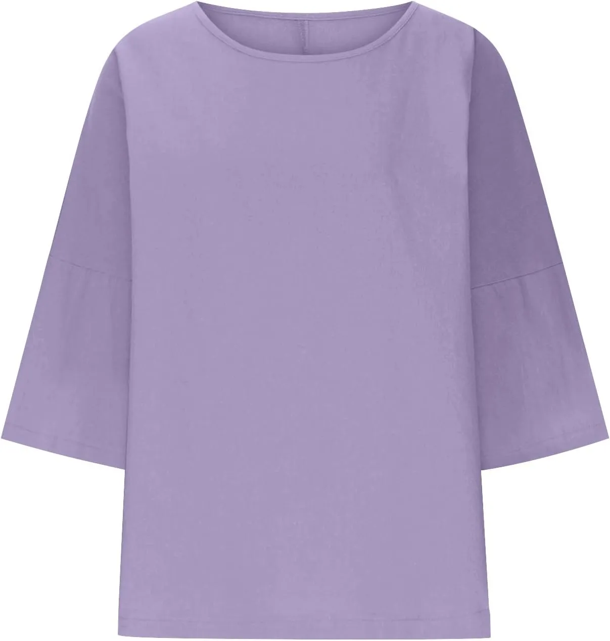 Cotton Linen T Shirt for Women Fashion 3/4 Sleeve Crewneck Tops Summer Loose Comfy Blouses 2025 Outdoor Lounge Outfit